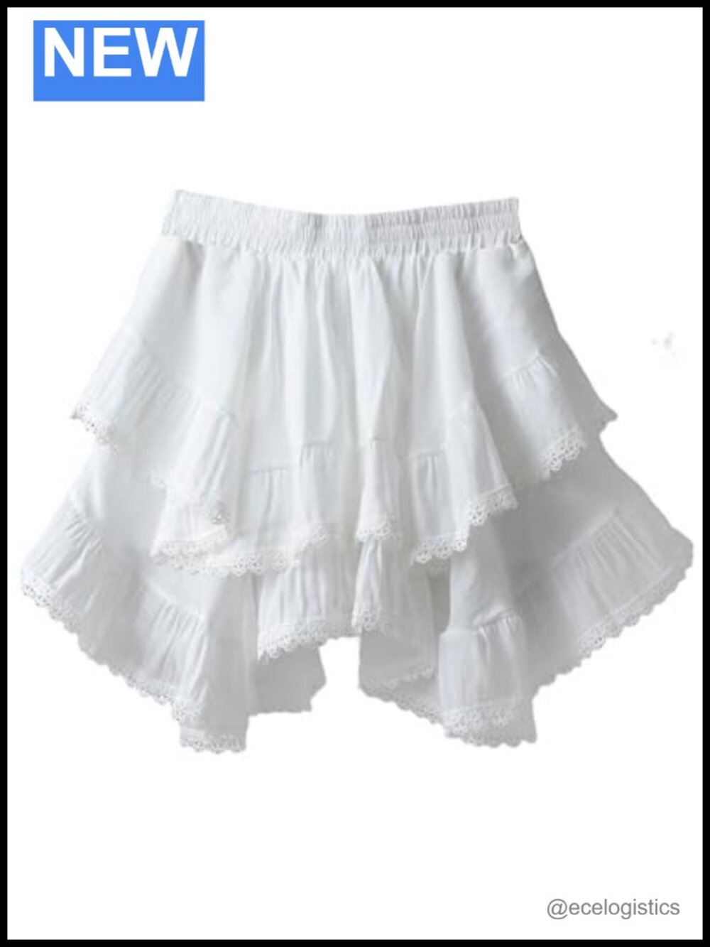 Lace Ruffle Mini Skirt Japanese Style Elastic Waist